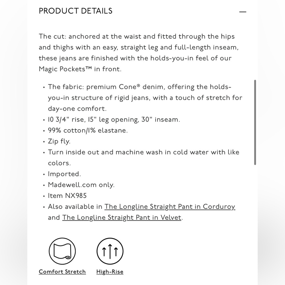 Madewell longline straight jean NWT! - Picture 6 of 8